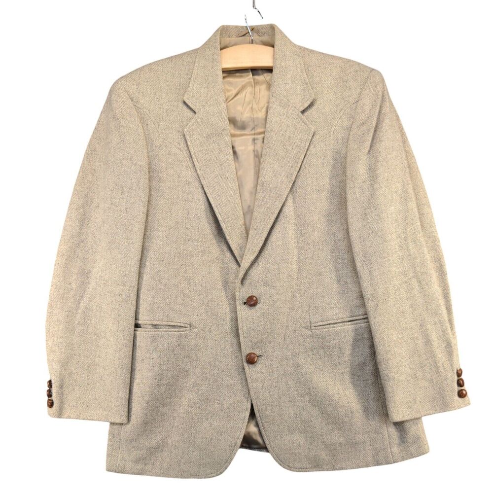 Circle S Men's Blazer Suit Jacket 38R Long Sleeve Tan Single Breasted Lined